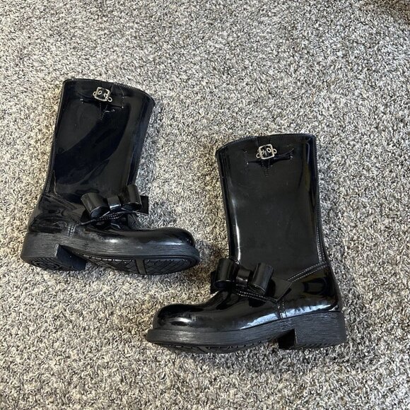RED VALENTINO BLACK BOW MID-CALF RUBBER RAIN BOOTS SIZE 36 US 6 - Picture 10 of 10